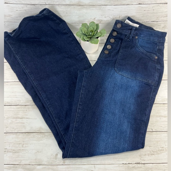 Sold YMI Denim Blue Collection High Rise Flare Bell Bottom Size 11/30 - Picture 3 of 10